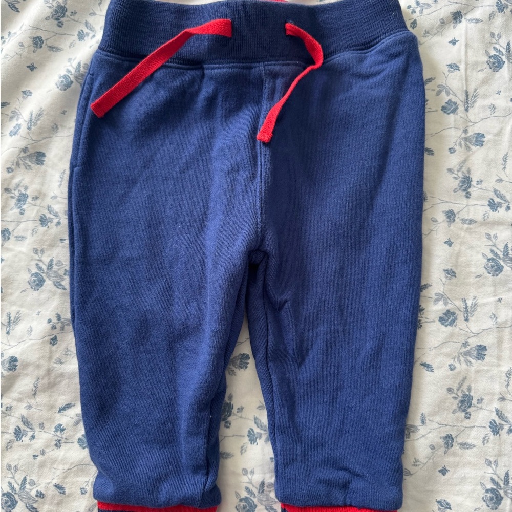 Cozy Blue Kids Joggers with Red Accents